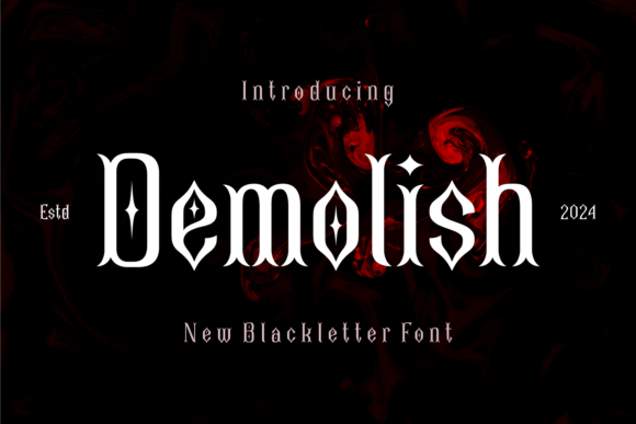 Demolish: A Bold Blackletter Font with Rhomb-Infused Character